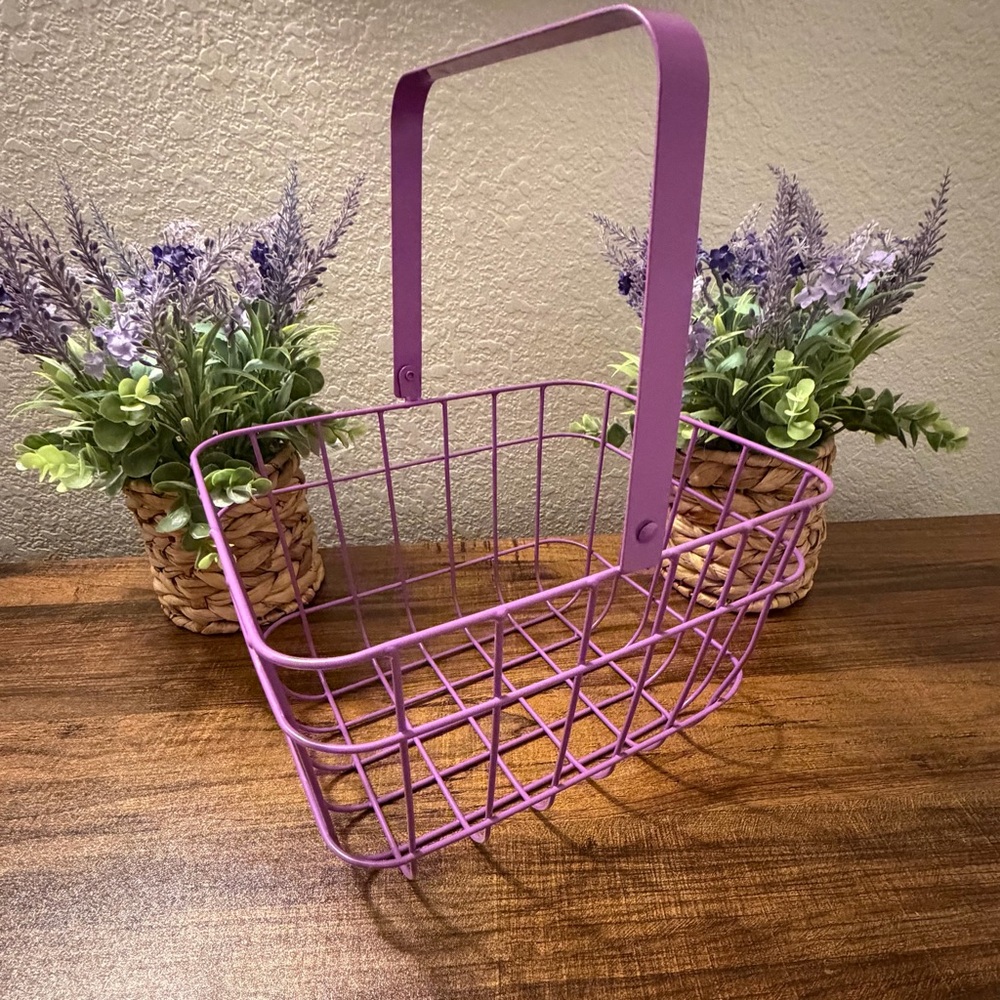 Purple Wire Basket with Handle